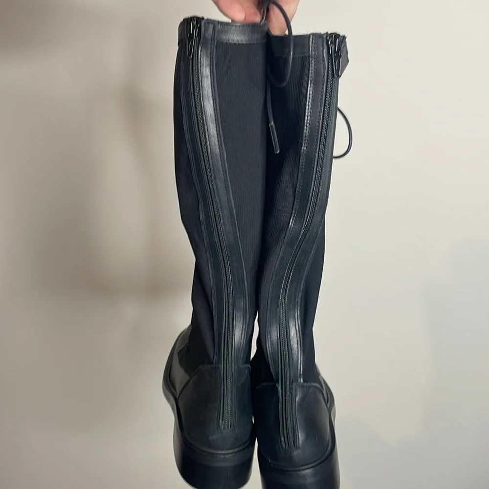 Free People | Black Trickum Tall Lace Up Boots Size Euro 38 US 7.5 New in Box - Picture 4 of 8